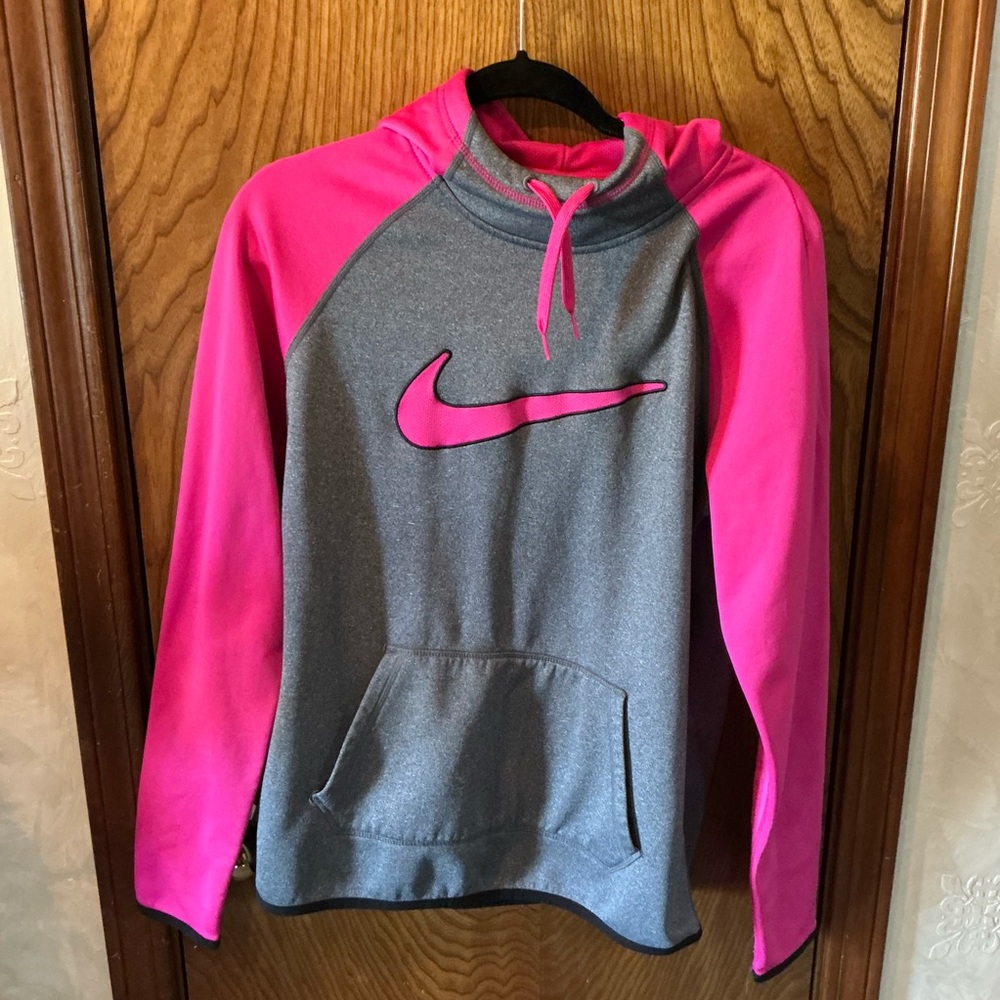 Nike Pink and Gray Hoodie